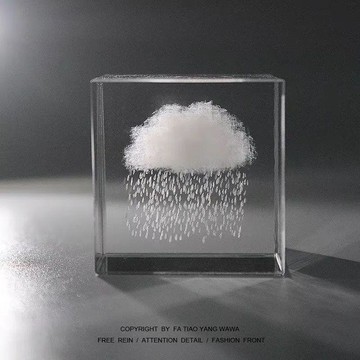 無聊了看看下雨天 雲朵雨點水晶桌面擺件 解壓飾品 生日禮物送女生閨蜜