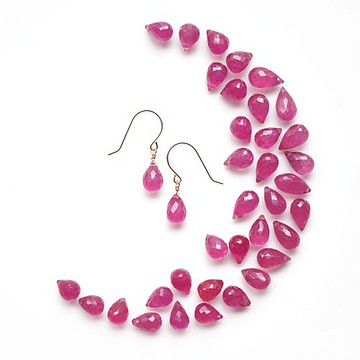 14KGF 粉色藍寶石梨形切工耳環 Lauretta