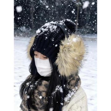 韓版可愛y2k大號仿狐貍毛耳包保暖護棕色耳套女冬天大耳捂耳暖罩