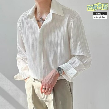 【免燙抗皺】男士襯衫 韓版襯衫 長袖襯衫 休閒襯衫 條紋襯衫 寬鬆版型 質感面料 秋季穿搭 商務休閒兩用