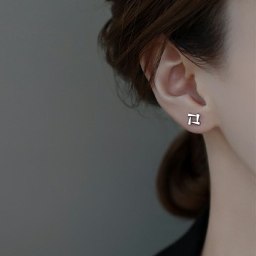 925純銀幾何耳釘女2021年新款潮夏季小眾設計耳環氣質高級感耳飾