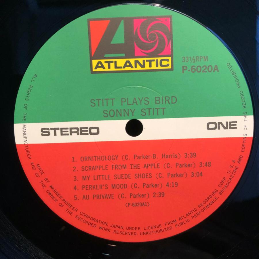 SONNY STITT   STITT PLAYS BIRD LP ATLANTIC・PIONEER