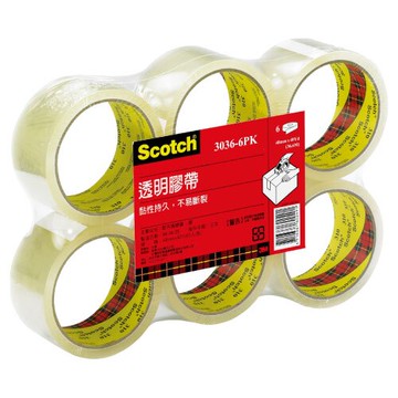 本月熱銷推薦 滿額再折【史代新文具】3M #3036 48mmx40y 透明膠帶/封箱膠帶 (1束6卷)