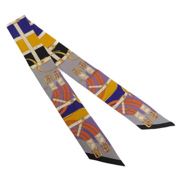 HERMES 愛馬仕 紫色 絲綢 絲巾 Twilly 【二手名牌BRAND OFF】