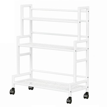 FAmILyLIFE 生活 階梯式附輪多功能置物花架  淨白色  3層