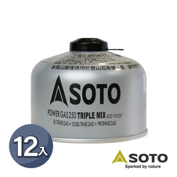 日本SOTO 高山瓦斯罐230g SOD-TW725T 12入組 登山瓦斯罐 攻頂爐罐裝瓦斯瓶
