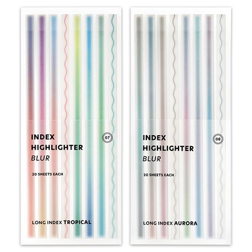 ICONIC Index長條螢光標籤貼紙 Blur 2款組  1組  320張  60 x 143 mm