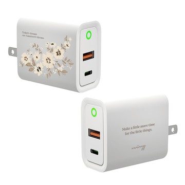 【插畫家聯名】wwiinngg蔓蔓小白花USB3.0+PD20W雙孔充電器