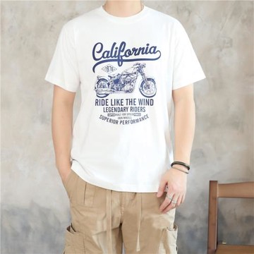 1976美式機車t恤男夏季純棉涂鴉復古半袖摩托印花阿美咔嘰短袖tee