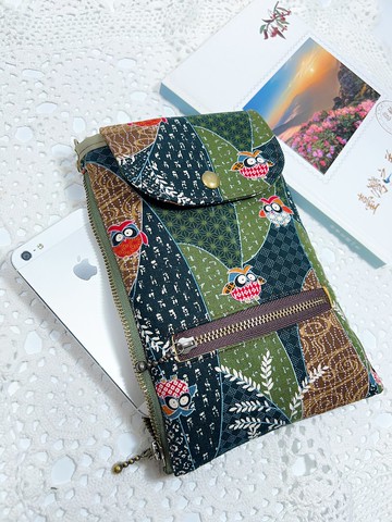 隨身拉錬包/手機包/散步包【附棉背帶】~紙鈔銅板自動分流