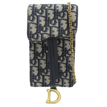 Dior 迪奧 藍色 緹花帆布 手機包 肩背包 【二手名牌BRAND OFF】