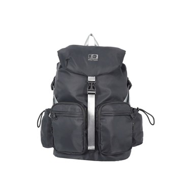 PAUL FRANK 大嘴猴 翻蓋後背包-黑/深綠