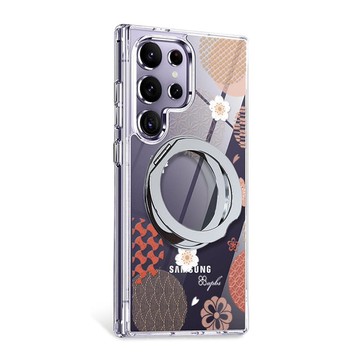apbs Samsung S25/S24/A56 軍規360旋轉磁吸立架手機殼-富士櫻