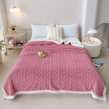 跨境塔芙絨羊羔絨純色雙層毛毯可水洗沙發休閑毯子學生午睡毯