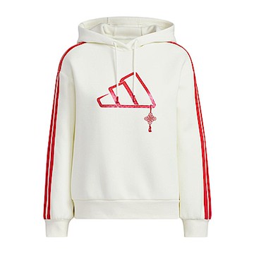 Adidas CW Hoody JZ1638 女 連帽上衣 帽t 連帽長袖 CNY新年 休閒穿搭 米白 紅