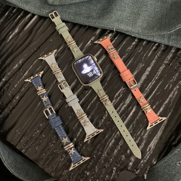 柳丁星星小蠻腰牛仔錶帶真皮錶帶 Applewatch錶帶 iwatch錶帶 小眾新款