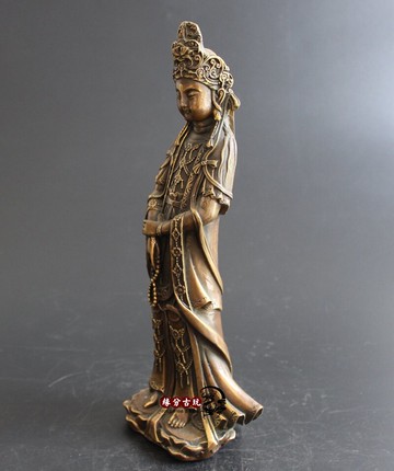 純銅觀音菩薩佛像擺件家居室內供奉銅觀音觀世音佛像觀音站佛觀音1入