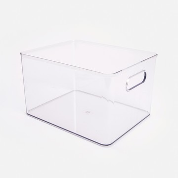 實用透明方型單提把收納盒 25.4x20.32x15.24cm