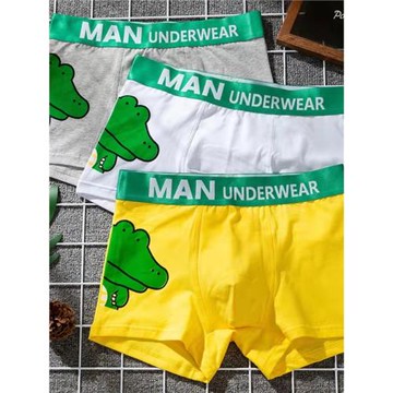 韓版純棉潮牌高彈舒適鱷魚印花卡通動漫可愛騷氣高彈透氣四角褲男