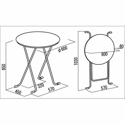 折りたたみハイテーブル 〔丸型 ダークブラウン×シルバー〕 幅60cm