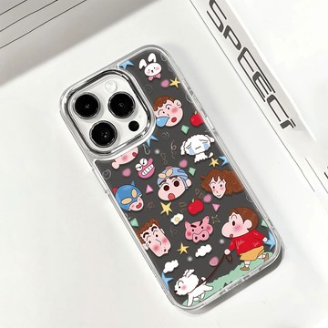 滿屏小新 趣味手機殼 適用iPhone16 15 14 13 12 11 promax i16防摔手機殼 鏡面手機殼