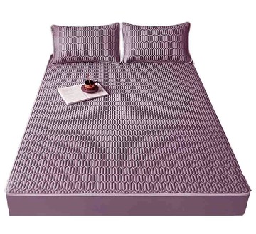 HABABY環安家居【禮盒组】床包式乳膠涼席 標準雙人   香芋紫