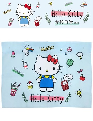 權世界@汽車用品 Hello Kitty 女孩日常系列 車用遮陽窗簾 68x52cm(1入) PKTD010B-06