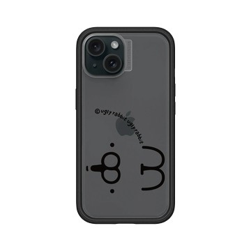 iPhone 15 Mod NX 黑 - Ugly Rabbit 醜白兔 - 表情經典款