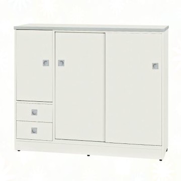 文創集-南亞塑鋼    博卡  南亞塑鋼4.1尺單開門＆雙拉門二抽鞋櫃-123.7x40.8x103.5cm免組