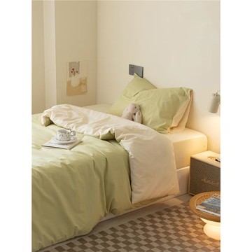 簡約風純棉三件套大學生宿舍床品1.2m單人全棉被套床單純色四件套