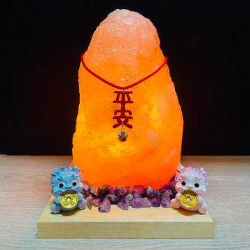 【家禾鹽燈】客廳 財位【財位聚財鹽燈】附祈願吊飾＋貔貅夫妻一對｜可選6大能量水晶｜客廳擺設 開運招財 鹽燈