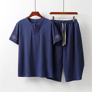 【米蘭精品】現貨+預購 新中式棉麻上衣棉麻襯衫唐裝上衣褲裝日系亞麻罩衫休閒男裝-刺繡薄款5色74ll22