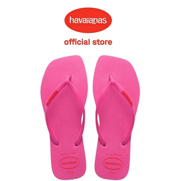 Havaianas 哈瓦仕 拖鞋 夾腳拖 金屬logo 方形 桃紅 Slim Square  4148959-5784W