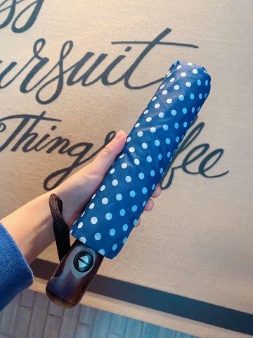 ins圓點波點不沾水一甩干三折全自動傘晴雨兩用速干雨傘