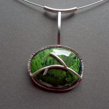 拾光系列-夏木漱石~青冶絕色裝飾藝術墜飾金工單品/純銀飾琺瑯燒