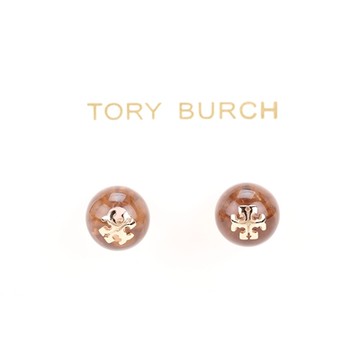 TORY BURCH 雙T字母球狀穿針式耳環(粉色)