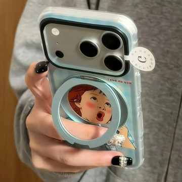 電話勺子男女孩360旋轉支架 適用iPhone 17 16 15 Pro Max i15 i16 17Pro 手機殼