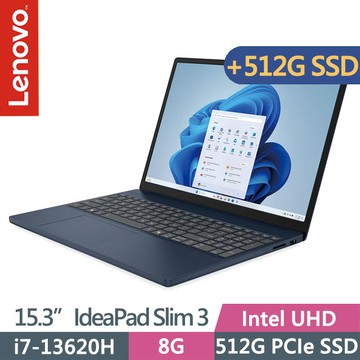 Lenovo IdeaPad Slim 3 83K100BKTW 宇宙藍(i7-13620H/8G/512G+512G/15.3吋WUXGA/W11)特仕