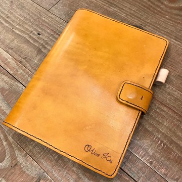 純手工製作手工染色皮革20孔活頁筆記本A5