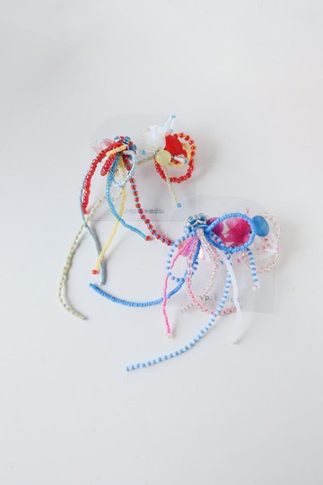 小煙火耳環 桃藍色/紅黃色