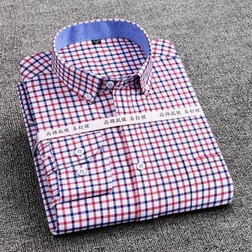 Slim striped plaid long-sleeved shirt 修身條紋格子長袖襯衫男