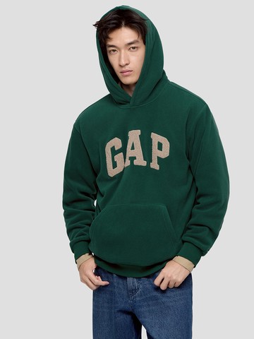 男女同款 Logo刺繡帽T-綠色