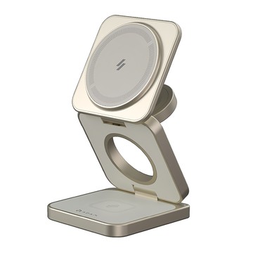 ADAM elements 亞果元素 Qi2 折疊式三合一旅行磁吸無線充電座 15W Mag 3 Pro 原廠保固  鈦色  1個
