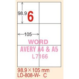 【龍德】LD-808-TI-C (直角) 透明三用標籤(可列印) 98.9x105mm 20大張/包