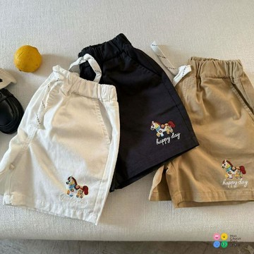 兒童純棉短褲男夏季2026新款小童刺繡褲子洋氣寬鬆中褲女薄款男童夏季輕薄短褲 男童洋氣寬鬆短褲 男童時髦百搭褲