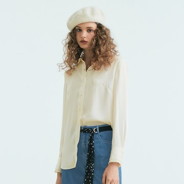 OUWEY歐薇 法式復古小女人長版雪紡襯衫(杏色；S-L)3233321516