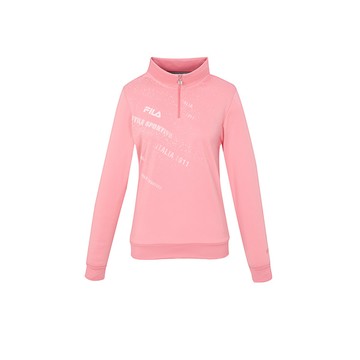 FILA 女長袖半門襟內刷毛T恤-玫紅 5TEZ-5737-PC