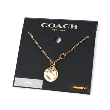 COACH 牧羊座硬幣墜飾鎖骨鍊-金色