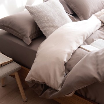 TL2000香谷棕X沙漠米/300織天絲萊賽爾床包枕套/床包被套組/ 台灣