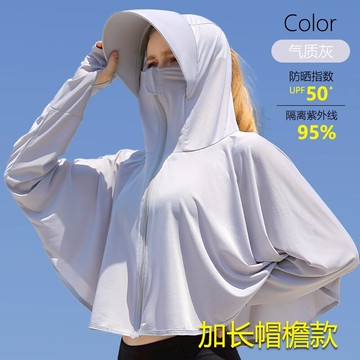連帽罩衫防曬服 防曬衣女夏季2021新款防紫外線透氣防曬罩衫薄外套冰絲防曬服開衫『XY35142』